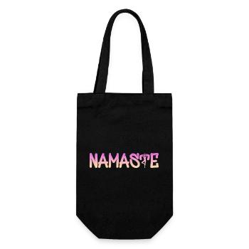 Namaste Gradient Schrift – Yoga Muster - Geschenkbeutel für Flaschen - Schwarz - Vorne