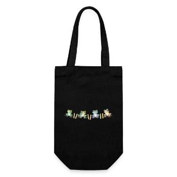 Froschmotiv  Lustige Frösche auf der Wäscheleine - Geschenkbeutel für Flaschen - Schwarz - Vorne