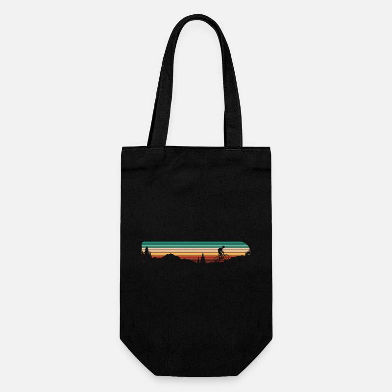 Silhouette du VTT au coucher du soleil - Sac à bouteille - noir