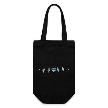 Estonian Flag Heartbeat - Gift Bag for Bottles - black - Front