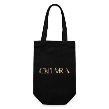 CHIARA name decorated with flowers - Gift Bag for Bottles - black - Front