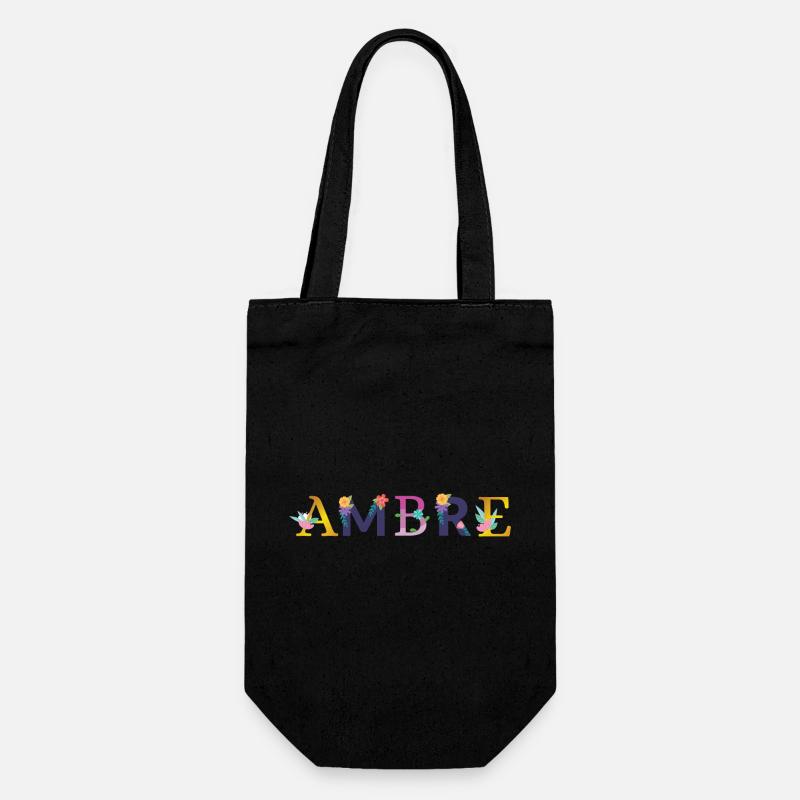AMBRE Nom Orné de Fleurs - Sac à bouteille - noir