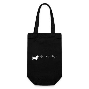 Dachshund ECG Heartbeat - Gift Bag for Bottles - black - Front