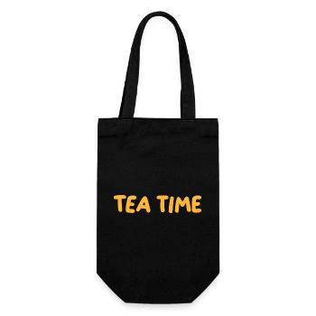 Retro Orange Tea Time - Geschenkbeutel für Flaschen - Schwarz - Vorne
