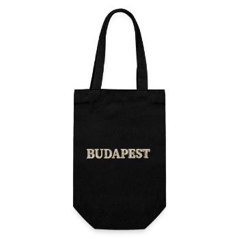 BUDAPEST – Architectural Stone Typography - Geschenkbeutel für Flaschen - Schwarz - Vorne