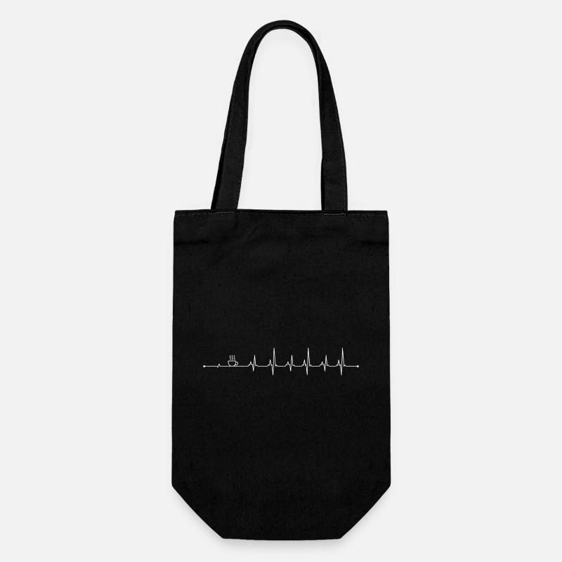 Coffee Pulse Herzschlag-Liniendesign - Geschenkbeutel für Flaschen - Schwarz