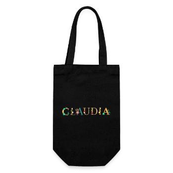 CLAUDIA name decorated with flowers - Gift Bag for Bottles - black - Front