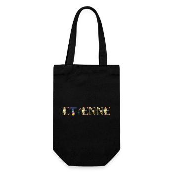 ETIENNE name adorned with flowers - Gift Bag for Bottles - black - Front