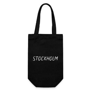 Stockholm, Schweden – Typografie Brush White - Geschenkbeutel für Flaschen - Schwarz - Vorne