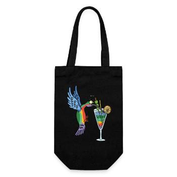 Hummingbird and cocktail - Gift Bag for Bottles - black - Front