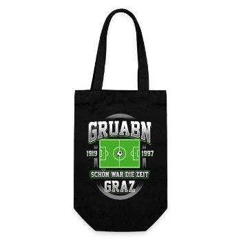 Gruabn Nostalgie: Erinnerungen an Graz und Fußball - Geschenkbeutel für Flaschen - Schwarz - Vorne