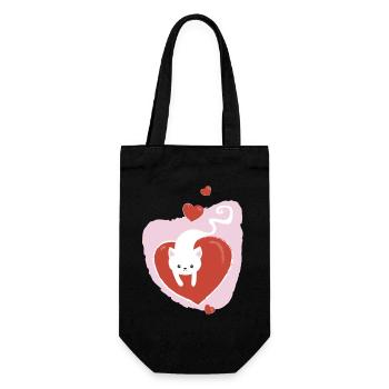 White love Cat - Geschenkbeutel für Flaschen - Schwarz - Vorne