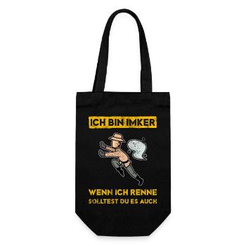 Ich bin Imker. Wenn ich renne, solltest du es auch - Geschenkbeutel für Flaschen - Schwarz - Vorne