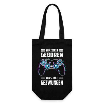 Zum Zocken Geboren, zur Schule Gezwungen - Geschenkbeutel für Flaschen - Schwarz - Vorne