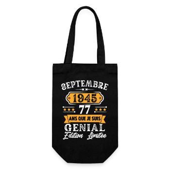 Cadeau D'anniversaire 77 Ans Septembre 1945 Rétro - Sac à bouteille - noir - Devant