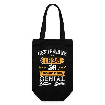 Cadeau D'anniversaire 56 Ans Septembre 1966 Rétro - Sac à bouteille - noir - Devant