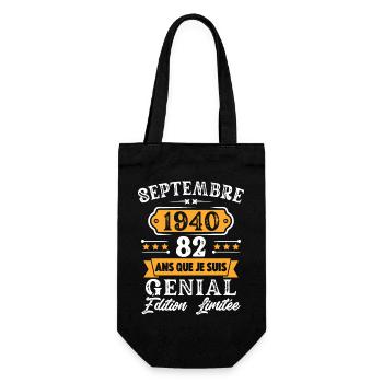 Cadeau D'anniversaire 82 Ans Septembre 1940 Rétro - Sac à bouteille - noir - Devant