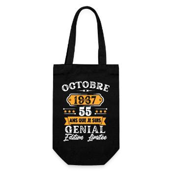 Cadeau D'anniversaire 55 Ans Octobre 1967 Rétro - Sac à bouteille - noir - Devant