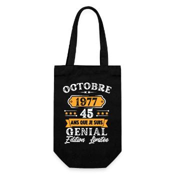 Cadeau D'anniversaire 45 Ans Octobre 1977 Rétro - Sac à bouteille - noir - Devant