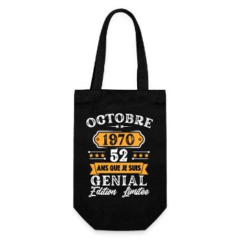 Cadeau D'anniversaire 52 Ans Octobre 1970 Rétro - Sac à bouteille - noir - Devant