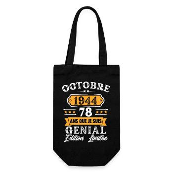 Cadeau D'anniversaire 78 Ans Octobre 1944 Rétro - Sac à bouteille - noir - Devant