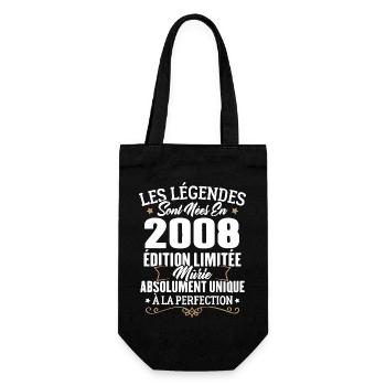 Cadeau d'anniversaire légendes sont nées en 2008 - Sac à bouteille - noir - Devant