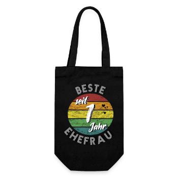 beste Ehefrau seit 1 Jahr 1. Hochzeitstag retro - Geschenkbeutel für Flaschen - Schwarz - Vorne