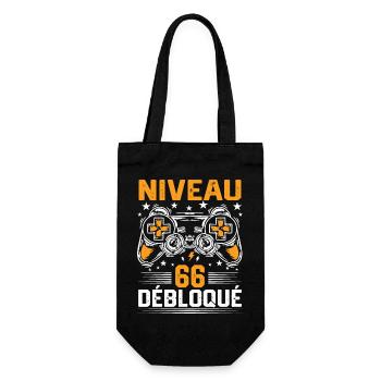 Niveau 66 débloqué / Anniversaire 66 ans gamer - Sac à bouteille - noir - Devant