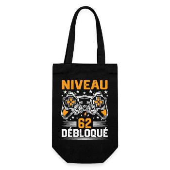 Niveau 62 débloqué / Anniversaire 62 ans gamer - Sac à bouteille - noir - Devant