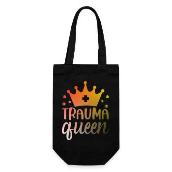 Trauma Queen Krankenschwester - Geschenkbeutel für Flaschen - Schwarz - Vorne