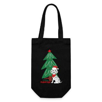 Pfotschafter Christmas - Dog and Christmas tree - Gift Bag for Bottles - black - Front