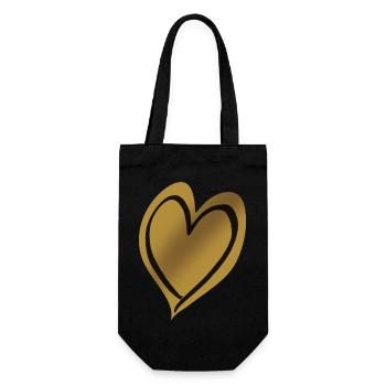 Herz Gold schwarz - Geschenkbeutel für Flaschen - Schwarz - Vorne