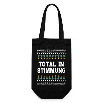 Total in Weihnachtsstimmung - Geschenkbeutel für Flaschen - Schwarz - Vorne
