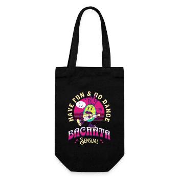 Bachata Sensual, Cartoon Style, Retro Look, Dance - Geschenkbeutel für Flaschen - Schwarz - Vorne
