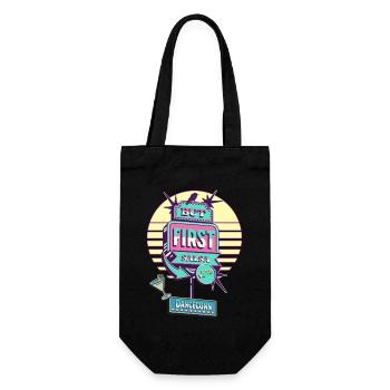 But First Salsa Retro Diner, Vintage, Dance Design - Geschenkbeutel für Flaschen - Schwarz - Vorne