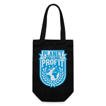 planet over profit Zitat - Geschenkbeutel für Flaschen - Schwarz - Vorne