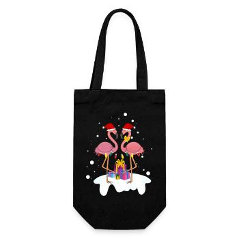 Flamingo-Weihnachten. Weihnachtsgeschenk - Geschenkbeutel für Flaschen - Schwarz - Vorne
