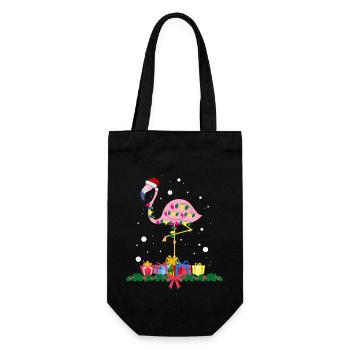 Flamingo-Weihnachten. Weihnachtsgeschenk - Geschenkbeutel für Flaschen - Schwarz - Vorne