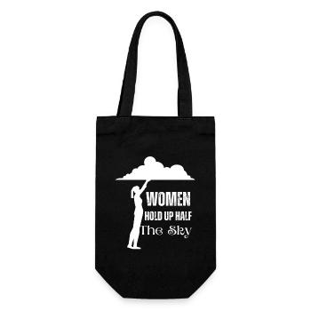 Women Hold Up Half The Sky White Design - Gift Bag for Bottles - black - Front