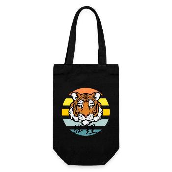Tiger #4 - Geschenkbeutel für Flaschen - Schwarz - Vorne