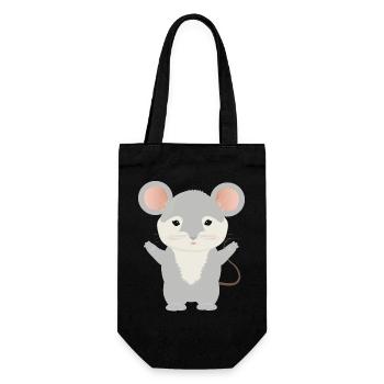 cute little mouse with gray fur - Gift Bag for Bottles - black - Front