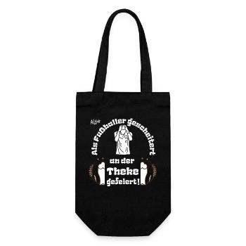 Als Fußballer gescheitert an der Theke gefeiert. - Geschenkbeutel für Flaschen - Schwarz - Vorne