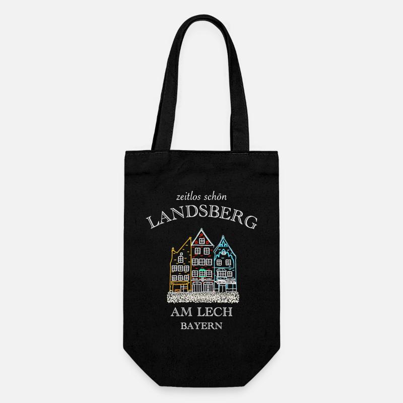 Landsberg am Lech, bunte Häuserzeile, Bayern - Geschenkbeutel für Flaschen - Schwarz