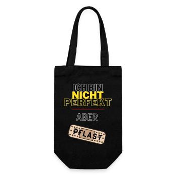 Ich bin nicht perfekt, aber Pflast - Geschenkbeutel für Flaschen - Schwarz - Vorne