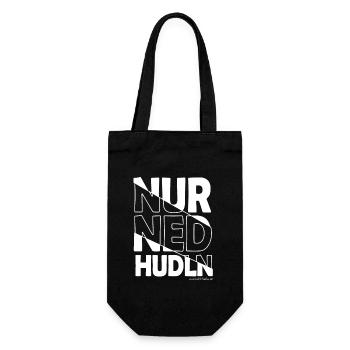 nur ned hudln - nur mit der Ruhe, Dialekt - Geschenkbeutel für Flaschen - Schwarz - Vorne