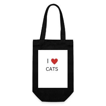 I LOVE CATS - Geschenkbeutel für Flaschen - Schwarz - Vorne