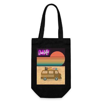 Van at the Beach - Geschenkbeutel für Flaschen - Schwarz - Vorne