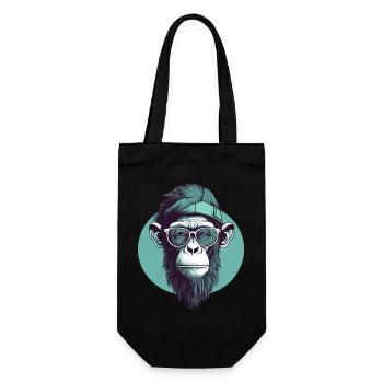 Singe hipster cool avec lunettes et casquette - Sac à bouteille - noir - Devant