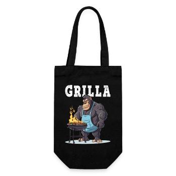Grilling Grilla Griller Gorilla BBQ Saying Funny - Gift Bag for Bottles - black - Front