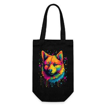 Shiba Inu Chien Néon Coloré - Sac à bouteille - noir - Devant